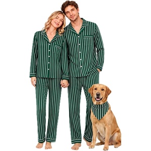 image:imageSWOMOG 100 Cotton Couples Matching Pajama Sets Xmas Long Sleeve Pj SetsGreen Striped