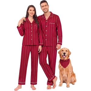 image:imageSWOMOG 100 Cotton Couples Matching Pajama Sets Xmas Long Sleeve Pj SetsRed Striped