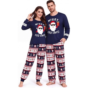 image:imageSWOMOG Christmas Couples Pajamas Sets Matching Women amp Men Long Sleeve Sleepwear Pjs Set Soft 2 Pcs LoungewearNavy Blue Santa