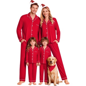 image:imageSWOMOG Christmas Family Matching Pajamas Long Sleeve Button Down Pj SetRed
