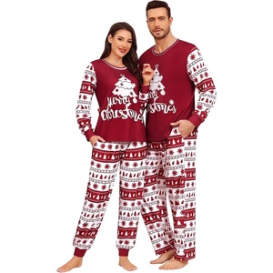 image:imageSWOMOG Christmas Family Matching Pajamas Long Sleeve Button Down Pj SetWine Red Tree