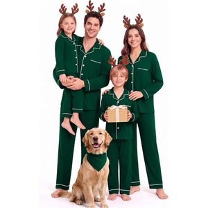 image:imageSWOMOG Christmas Family Matching Pajamas Set Plaid Pajamas for Men Women Set Soft 2 pcs Long Sleeve Sleepwear Pjs SetChristmas Greenno Pockets