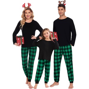image:imageSWOMOG Christmas Family Matching Pajamas Set Plaid Pajamas for Men Women Set Soft 2 pcs Long Sleeve Sleepwear Pjs SetGreen Plaid Pantswith Pockets
