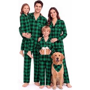 image:imageSWOMOG Christmas Family Matching Pajamas Set Plaid Pajamas for Men Women Set Soft 2 pcs Long Sleeve Sleepwear Pjs SetGreen Plaidno Pockets