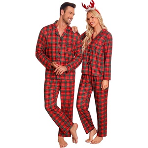 image:imageSWOMOG Christmas Family Matching Pajamas Set Plaid Pajamas for Men Women Set Soft 2 pcs Long Sleeve Sleepwear Pjs SetRed Green Plaidno Pockets