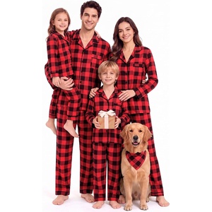 image:imageSWOMOG Christmas Family Matching Pajamas Set Plaid Pajamas for Men Women Set Soft 2 pcs Long Sleeve Sleepwear Pjs SetRed Plaidno Pockets