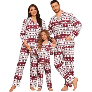 image:imageSWOMOG Christmas Family Matching Pajamas Set Plaid Pajamas for Men Women Set Soft 2 pcs Long Sleeve Sleepwear Pjs SetWhite Red Christmasno Pockets