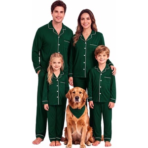 image:imageSWOMOG Family Matching Christmas Pajama Sets UltraSoft PJs Sets Long Sleeve Button Down SleepwearGreen