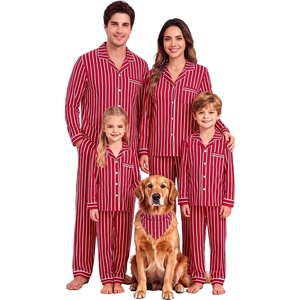 image:imageSWOMOG Family Matching Christmas Pajama Sets UltraSoft PJs Sets Long Sleeve Button Down SleepwearRed Striped