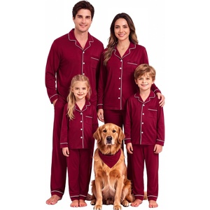 image:imageSWOMOG Family Matching Christmas Pajama Sets UltraSoft PJs Sets Long Sleeve Button Down SleepwearWine Red