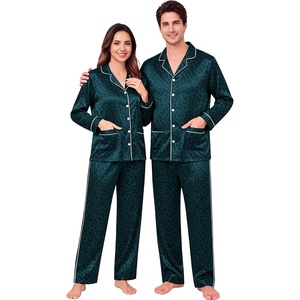 image:imageSWOMOG Family Satin Matching Pajama Sets Couple Silk Christmas PJs Long Sleeve Sleepwear 2 Pieces Loungewear