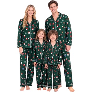 image:imageSWOMOG Matching Family Christmas Pajamas Set Long Sleeve Festival Party Pj Set ButtonDown SleepwearChristmas Green