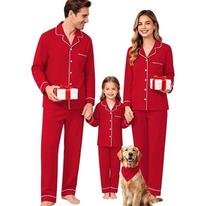 image:imageSWOMOG Matching Family Pajama Set Christmas Pajama Button Down Holiday Sleepwear Set Pet Red Small