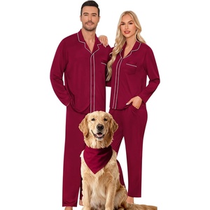 image:imageSWOMOG Matching Family Pajama Set Long Sleeve Christmas Pajama Button Down Holiday Sleepwear Set with PocketsWine Red