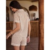 image:imageSWOMOG 100 Cotton Pajama Set For Women 2PCS Striped Pjs Set Short Sleeve Shirts with Pockets Button Down Cute LoungewearBrown Gingham