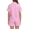 image:imageSWOMOG 100 Cotton Pajama Set For Women 2PCS Striped Pjs Set Short Sleeve Shirts with Pockets Button Down Cute LoungewearPink Gingham
