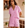 image:imageSWOMOG 100 Cotton Pajama Set For Women 2PCS Striped Pjs Set Short Sleeve Shirts with Pockets Button Down Cute LoungewearPink Gingham