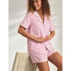 image:imageSWOMOG 100 Cotton Pajama Set For Women 2PCS Striped Pjs Set Short Sleeve Shirts with Pockets Button Down Cute LoungewearPink Striped