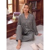 image:imageSWOMOG 100 Cotton Pajama Set for Women 2 PCS Long Sleeve Striped Pjs Set Button Down Sleepwear with PantsBlack Gingham