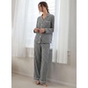 image:imageSWOMOG 100 Cotton Pajama Set for Women 2 PCS Long Sleeve Striped Pjs Set Button Down Sleepwear with PantsBlack Gingham