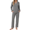 image:imageSWOMOG 100 Cotton Pajama Set for Women 2 PCS Long Sleeve Striped Pjs Set Button Down Sleepwear with PantsBlack Gingham