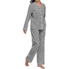 image:imageSWOMOG 100 Cotton Pajama Set for Women 2 PCS Long Sleeve Striped Pjs Set Button Down Sleepwear with PantsBlack Striped