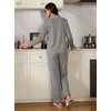 image:imageSWOMOG 100 Cotton Pajama Set for Women 2 PCS Long Sleeve Striped Pjs Set Button Down Sleepwear with PantsBlack Striped