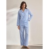 image:imageSWOMOG 100 Cotton Pajama Set for Women 2 PCS Long Sleeve Striped Pjs Set Button Down Sleepwear with PantsBlue Gingham