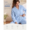 image:imageSWOMOG 100 Cotton Pajama Set for Women 2 PCS Long Sleeve Striped Pjs Set Button Down Sleepwear with PantsBlue Gingham