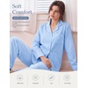 image:imageSWOMOG 100 Cotton Pajama Set for Women 2 PCS Long Sleeve Striped Pjs Set Button Down Sleepwear with PantsBlue Striped