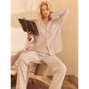 image:imageSWOMOG 100 Cotton Pajama Set for Women 2 PCS Long Sleeve Striped Pjs Set Button Down Sleepwear with PantsBrown Gingham