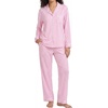 image:imageSWOMOG 100 Cotton Pajama Set for Women 2 PCS Long Sleeve Striped Pjs Set Button Down Sleepwear with PantsPink Striped