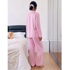 image:imageSWOMOG 100 Cotton Pajama Set for Women 2 PCS Long Sleeve Striped Pjs Set Button Down Sleepwear with PantsPink Striped