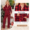 image:imageSWOMOG 100 Cotton Women Pajama Set 2 Piece Gingham Pjs Set Short Sleeve Plaid Sleepwear Button Down Lounge SetRedblack