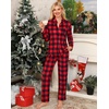 image:imageSWOMOG 100 Cotton Women Pajama Set 2 Piece Gingham Pjs Set Short Sleeve Plaid Sleepwear Button Down Lounge SetRedblack