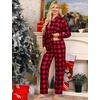 image:imageSWOMOG 100 Cotton Women Pajama Set 2 Piece Gingham Pjs Set Short Sleeve Plaid Sleepwear Button Down Lounge SetRedblack