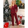 image:imageSWOMOG 100 Cotton Women Pajama Set 2 Piece Gingham Pjs Set Short Sleeve Plaid Sleepwear Button Down Lounge SetRedblack