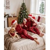 image:imageSWOMOG Matching Family Christmas Pajamas Set Long Sleeve Festival Party Pj Set ButtonDown Sleepwear Soft Nightwear Red Plaid