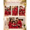 image:imageSWOMOG Matching Family Pajamas Set Women amp Men Silk Satin Pjs 2 Pcs Long Sleeve Button Down Sleepwear with 2 PocketsBright Red