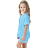 image:imageSWOMOG Unisex Girls Boys Soft Pajamas Set ButtonDown PJs Short Sleeve Sleepwear Toddler Cute Lounge SetsLight Blue