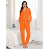 image:imageSWOMOG Womens Pajamas Set Long Sleeve Sleepwear Button Down Nightwear Soft Joggers PJs Sets with Pockets Lounge SetsOrange