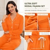 image:imageSWOMOG Womens Pajamas Set Long Sleeve Sleepwear Button Down Nightwear Soft Joggers PJs Sets with Pockets Lounge SetsOrange