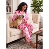 image:imageSWOMOG Womens Plus Size Pajamas Silky Pajama Set Button Down Sleepwear Classic Silk Pj Set Ladies Two Piece Loungewear SetPink Bow