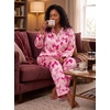 image:imageSWOMOG Womens Plus Size Pajamas Silky Pajama Set Button Down Sleepwear Classic Silk Pj Set Ladies Two Piece Loungewear SetPink Bow