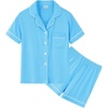 image:imageSWOMOG Unisex Girls Boys Soft Pajamas Set ButtonDown PJs Short Sleeve Sleepwear Toddler Cute Lounge SetsLight Blue