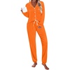 image:imageSWOMOG Womens Pajamas Set Long Sleeve Sleepwear Button Down Nightwear Soft Joggers PJs Sets with Pockets Lounge SetsOrange