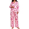 image:imageSWOMOG Womens Plus Size Pajamas Silky Pajama Set Button Down Sleepwear Classic Silk Pj Set Ladies Two Piece Loungewear SetPink Bow
