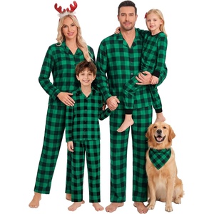 image:imageSWOMOG Matching Family Christmas Pajamas Set Long Sleeve Festival Party Pj Set ButtonDown Sleepwear Soft Nightwear Green Plaid