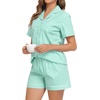 image:imageSWOMOG 100 Cotton Women Pajama Set 2 Piece Gingham Pjs Set Short Sleeve Plaid Sleepwear Button Down Lounge Set