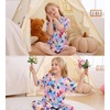 image:imageSWOMOG Big Girls Pajama Set 3PCS Button Dowm Sleepwear Short Sleeve with ShortampLong Pants PJs Cute Print LoungewearColorful Butterfly